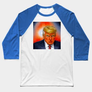 Trump Cartoon Mugshot Baseball T-Shirt